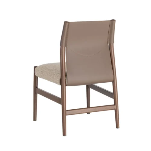 Lot 2 Chaises métal dossier similicuir marron et taupe Ixia 50 cm — vue 4