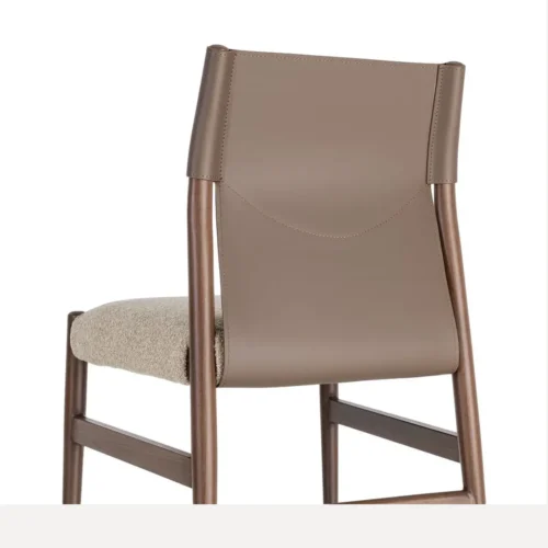 Lot 2 Chaises métal dossier similicuir marron et taupe Ixia 50 cm — vue 7