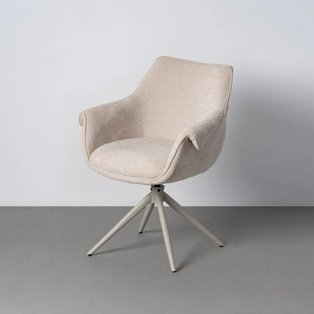 Lot 2 Chaises pivotantes retour automatique tissu beige Ixia 66 cm