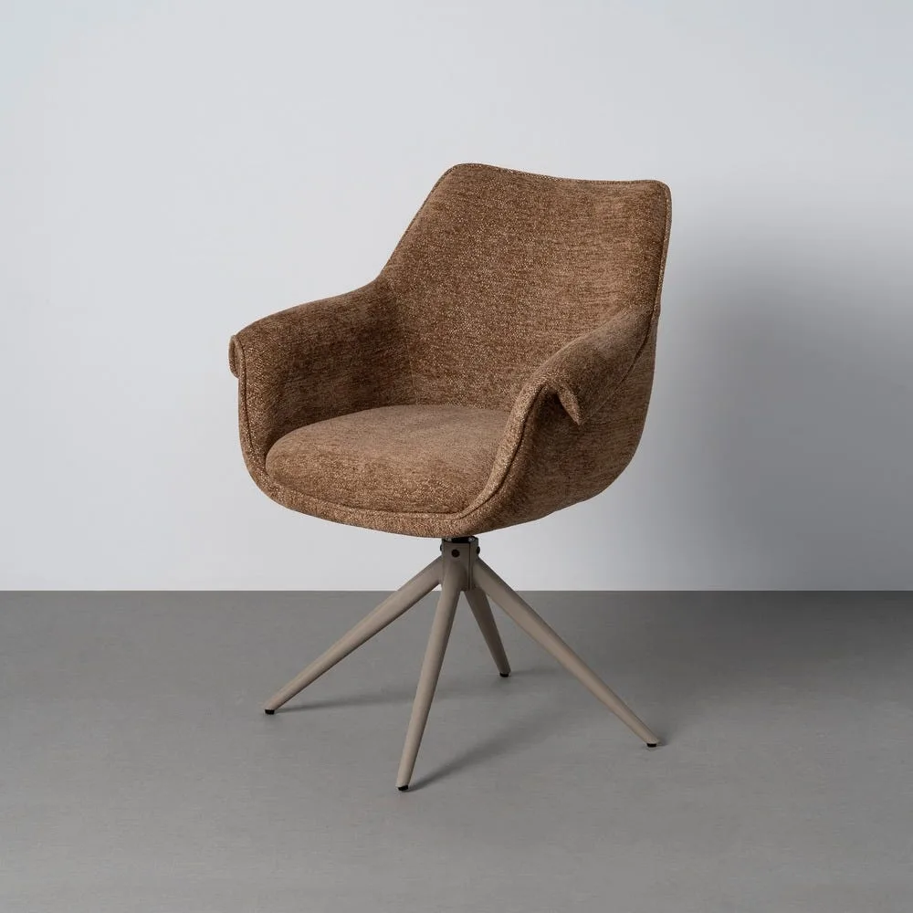 Lot 2 Chaises pivotantes retour automatique tissu caramel Ixia 66 cm