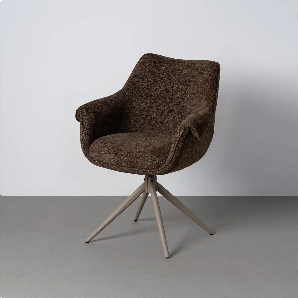 Lot 2 Chaises pivotantes retour automatique tissu chocolat Ixia 66 cm