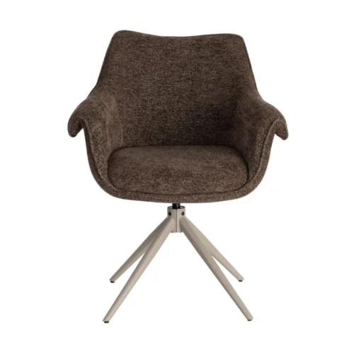 Lot 2 Chaises pivotantes retour automatique tissu chocolat Ixia 66 cm — vue 7