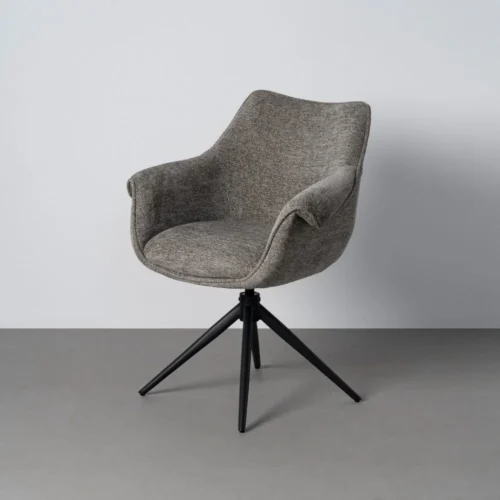 Lot 2 Chaises pivotantes retour automatique tissu gris Ixia 66 cm