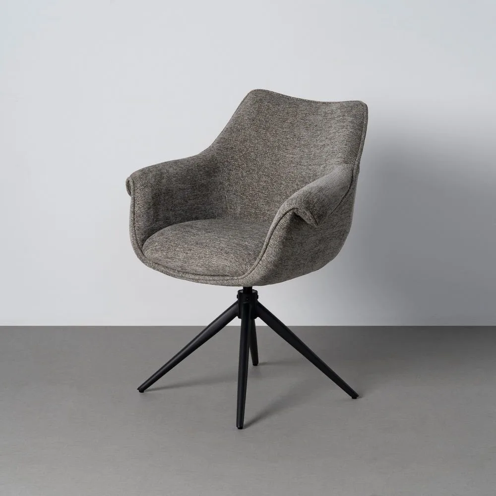 Lot 2 Chaises pivotantes retour automatique tissu gris Ixia 66 cm