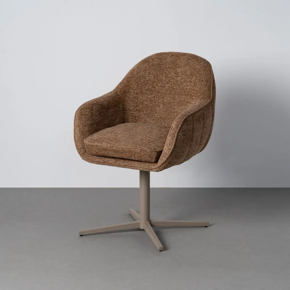 Lot 2 Chaises pivotantes tissu caramel Ixia 60 cm