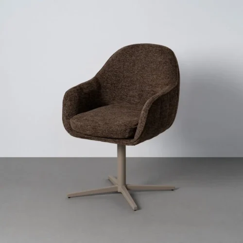 Chaise salle a manger Lot 2 Chaises pivotantes tissu chocolat Ixia 60 cm