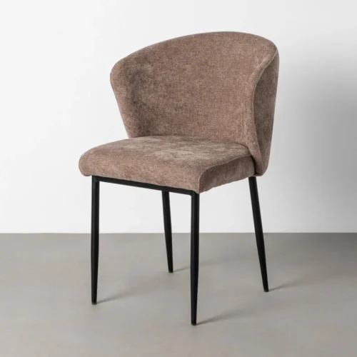 Lot 2 Chaises tissu marron dossier enveloppant pieds métal noir Ixia 59 cm