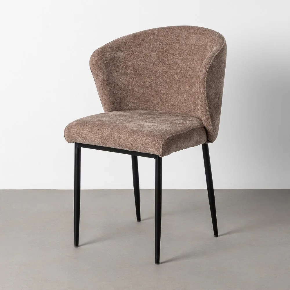 Lot 2 Chaises tissu marron dossier enveloppant pieds métal noir Ixia 59 cm