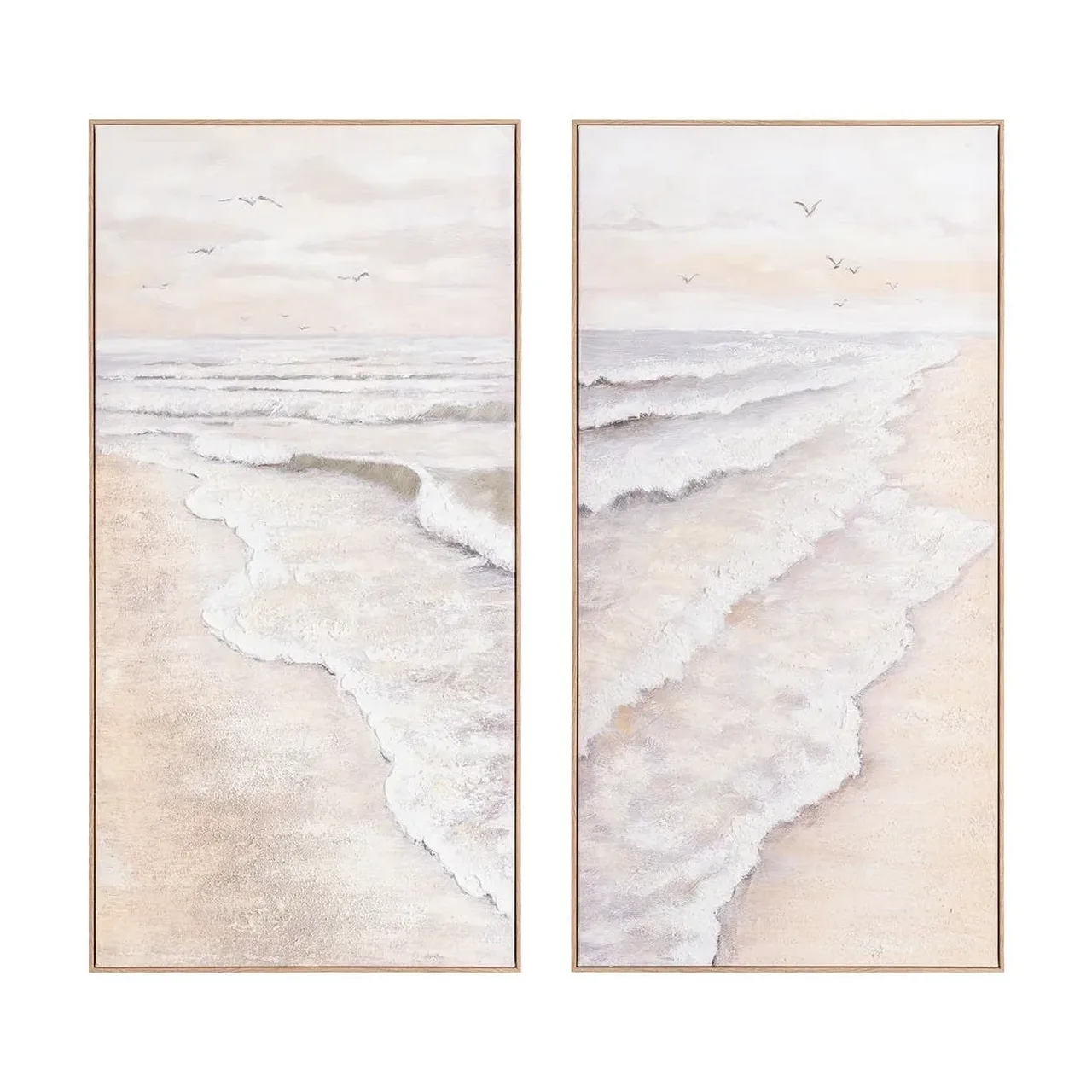 Lot 2 Tableaux bord de mer peints à la main sur toile Ixia 60 × 120 cm