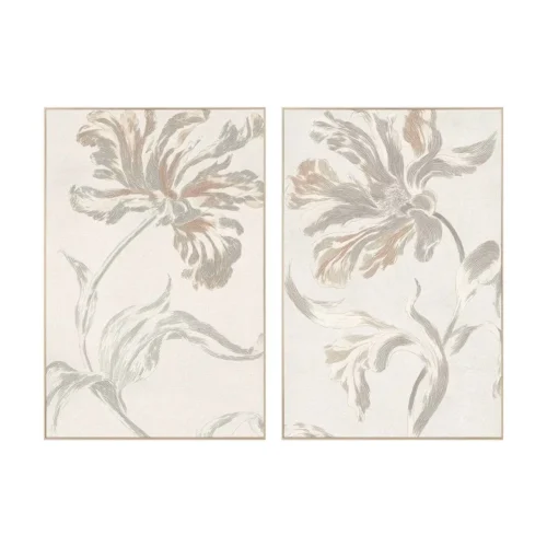 Lot 2 Tableaux fleurs impression en relief textile Ixia 80 × 120 cm