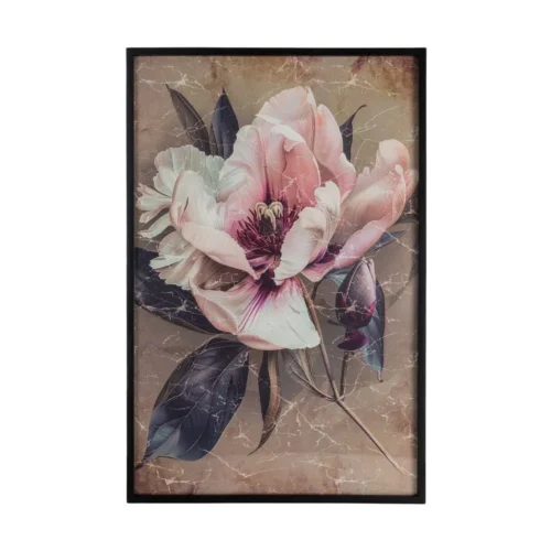 Lot 2 Tableaux fleurs roses et prune sous verre cadre noir Ixia 80 × 120 cm — vue 2