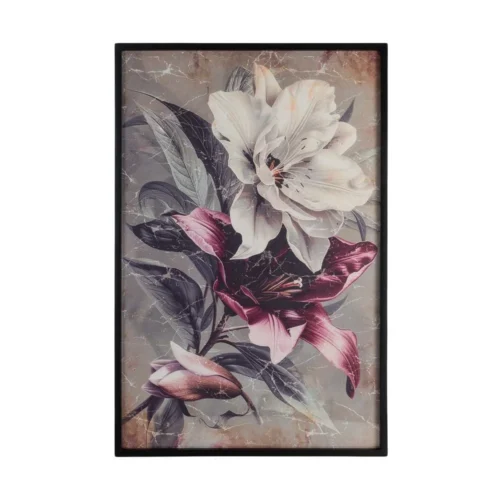 Lot 2 Tableaux fleurs roses et prune sous verre cadre noir Ixia 80 × 120 cm — vue 3