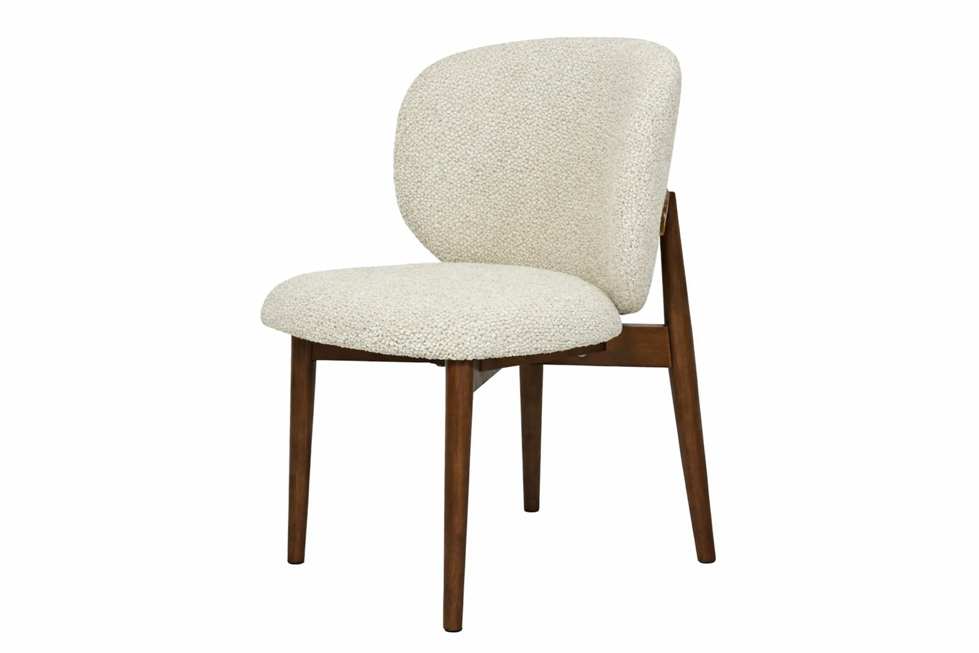 Lot de 2 chaises chenille dossier arrondi écru piètement chêne Ethan Chloé 58 cm