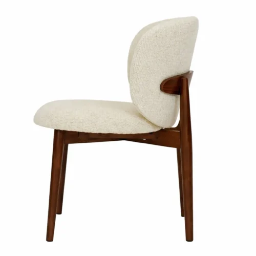 Lot de 2 chaises chenille dossier arrondi écru piètement chêne Ethan Chloé 58 cm — vue 2