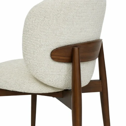 Lot de 2 chaises chenille dossier arrondi écru piètement chêne Ethan Chloé 58 cm — vue 3