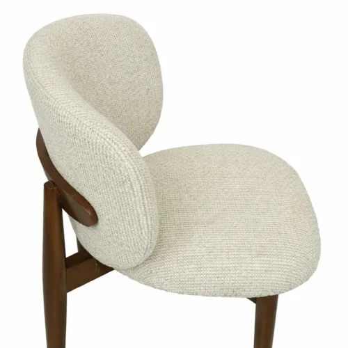 Lot de 2 chaises chenille dossier arrondi écru piètement chêne Ethan Chloé 58 cm — vue 4