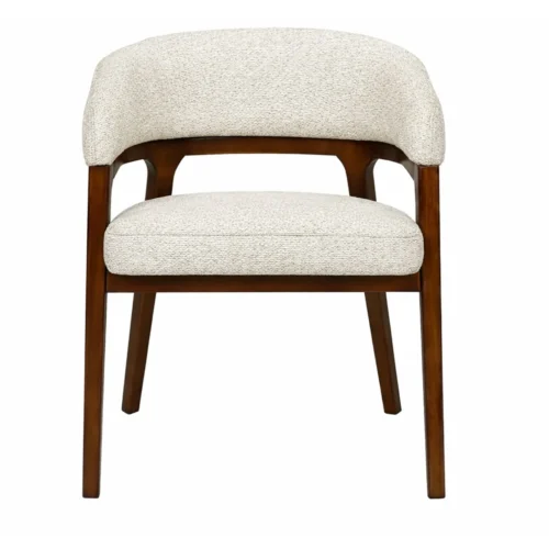 Chaises et tables à manger Ethan Chloé Lot de 2 chaises chenille et chêne teinté noyer à accoudoirs Ethan Chloé 58 cm