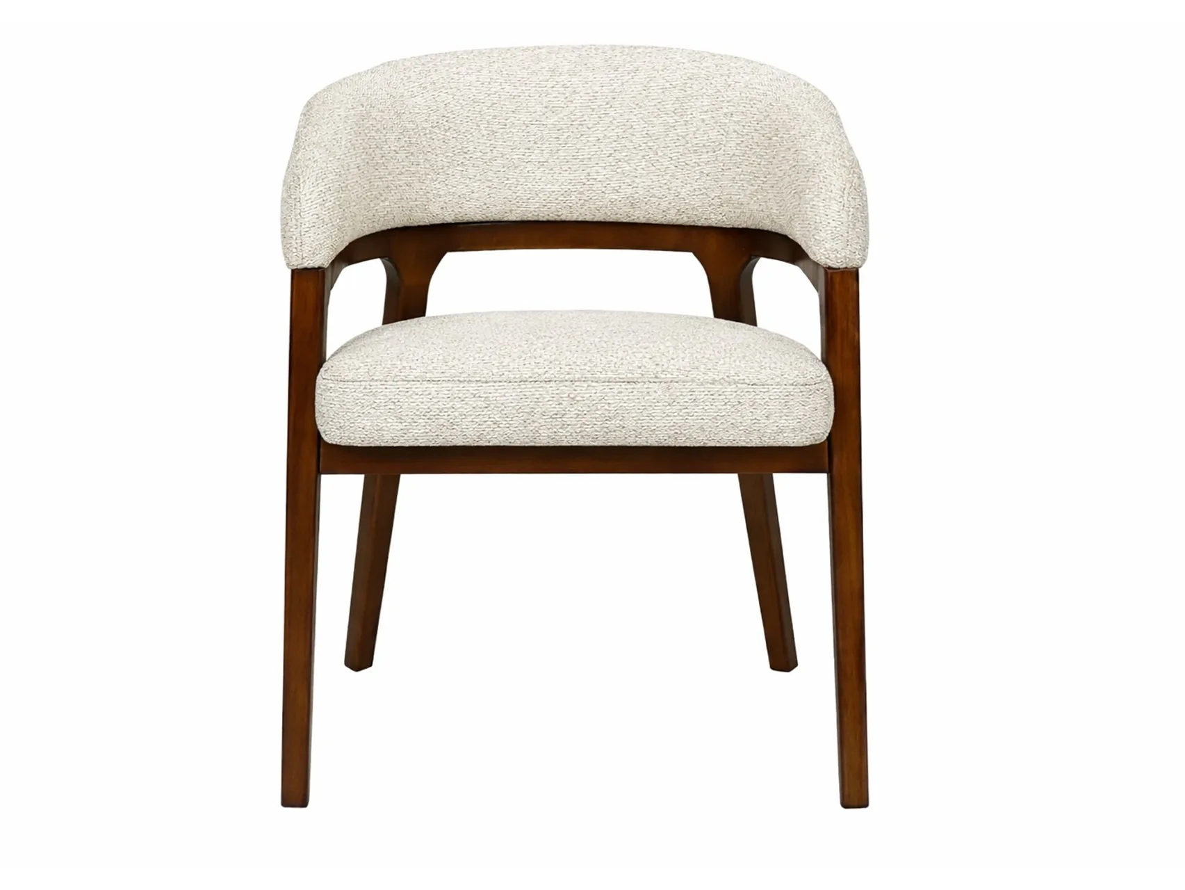 Lot de 2 chaises chenille et chêne teinté noyer à accoudoirs Ethan Chloé 58 cm