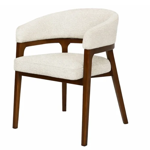 Lot de 2 chaises chenille et chêne teinté noyer à accoudoirs Ethan Chloé 58 cm — vue 2