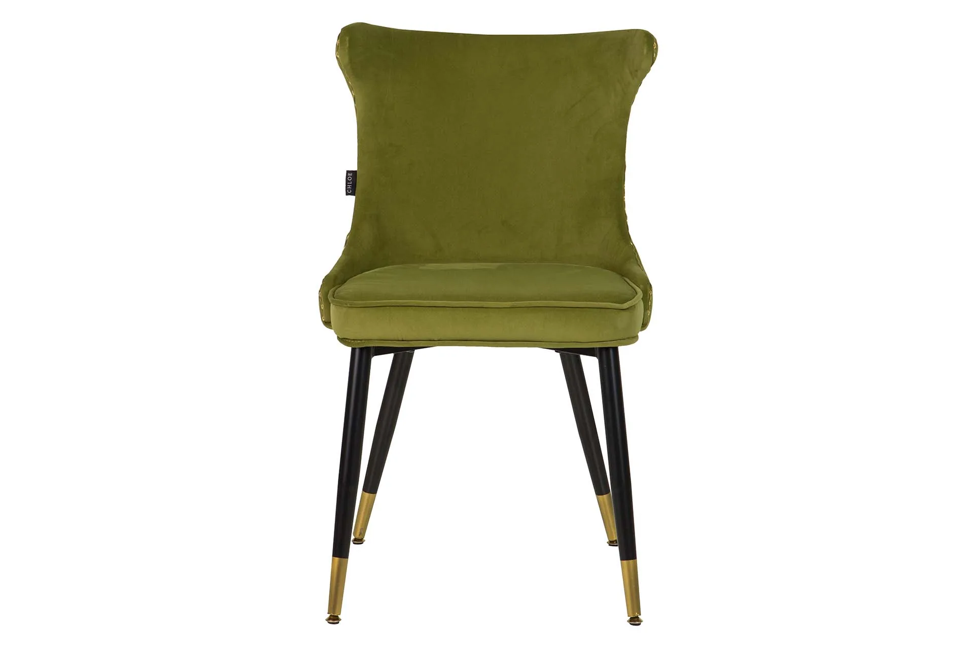 Lot de 2 chaises velours capitonnées clous dorés Aspen Ethan Chloé 49 cm