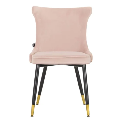 Lot de 2 chaises velours capitonnées clous dorés Aspen Ethan Chloé 49 cm — Rose vue de face