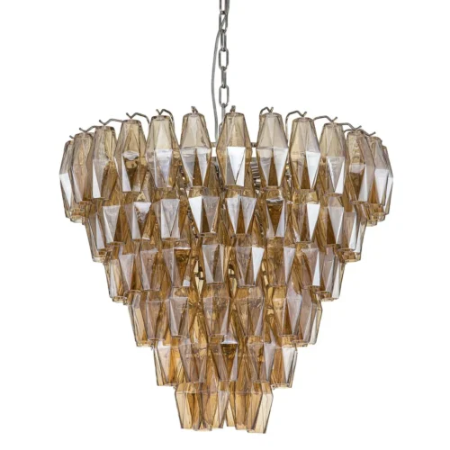 Lustre cascade de verre ambré facetté dix-sept lumières Ethan Chloé 85 cm de haut — vue 2