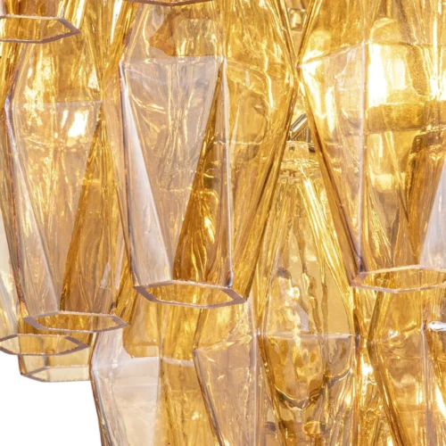 Lustre cascade de verre ambré facetté dix-sept lumières Ethan Chloé 85 cm de haut — vue 3