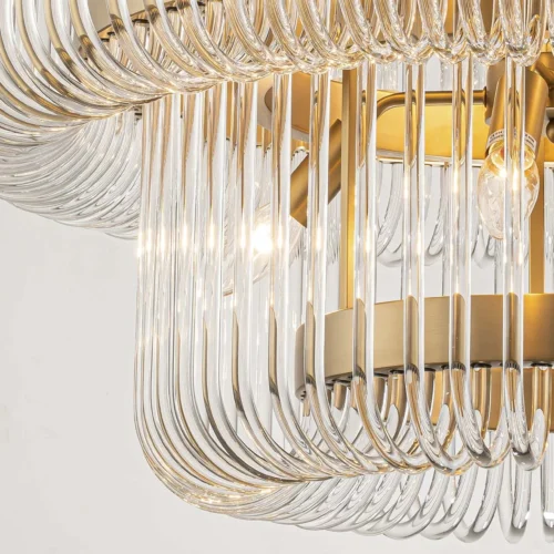 Lustre deux tambours de baguettes de verre clair quinze lumières Ethan Chloé 80 cm — vue 4