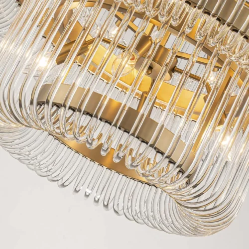 Lustre deux tambours de baguettes de verre clair quinze lumières Ethan Chloé 80 cm — vue 5