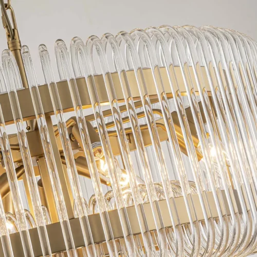 Lustre deux tambours de baguettes de verre clair quinze lumières Ethan Chloé 80 cm — vue 6