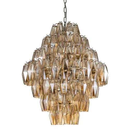 Lustre étagé de verre ambré facetté dix-sept lumières Ethan Chloé 74 cm de haut — vue 3