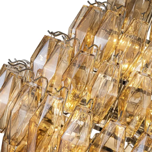 Lustre étagé de verre ambré facetté dix-sept lumières Ethan Chloé 74 cm de haut — vue 4