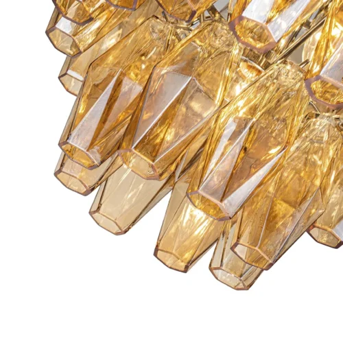 Lustre étagé de verre ambré facetté dix-sept lumières Ethan Chloé 74 cm de haut — vue 5