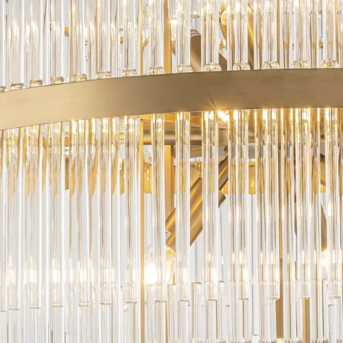 Lustre étagé en baguettes de verre clair et bague dorée Ethan Chloé 60 cm — vue 5