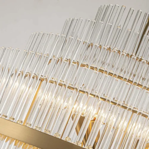Lustre étagé en baguettes de verre clair et bague dorée Ethan Chloé 60 cm — vue 6