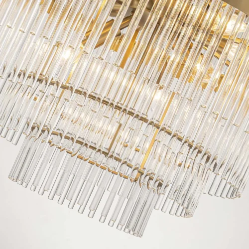 Lustre étagé en baguettes de verre clair et bague dorée Ethan Chloé 60 cm — vue 7