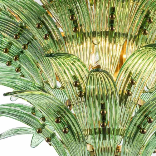 Lustre feuilles de palmier vert tendre trois couronnes Ethan Chloé 80 cm — vue 3