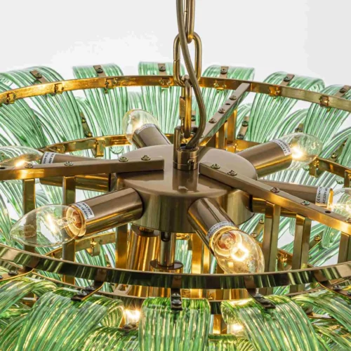 Lustre feuilles de palmier vert tendre trois couronnes Ethan Chloé 80 cm — vue 5