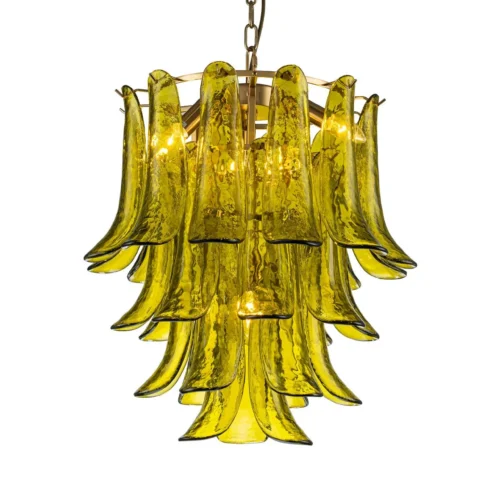 Lustre pétales de verre vert olive en cascade Ethan Chloé 52 cm — vue 2