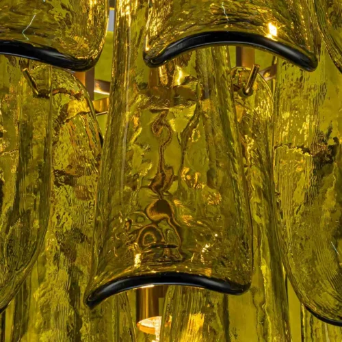 Lustre pétales de verre vert olive en cascade Ethan Chloé 52 cm — vue 4