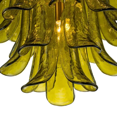 Lustre pétales de verre vert olive en cascade Ethan Chloé 52 cm — vue 5