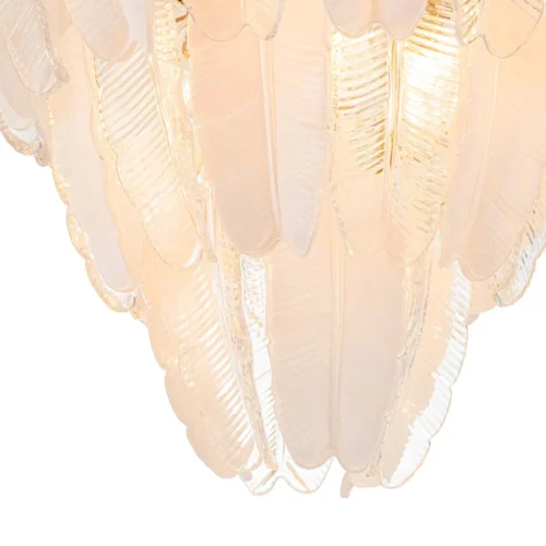 Lustre plumes de verre blanc dépoli treize lumières Ethan Chloé 60 cm — vue 4