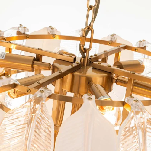 Lustre plumes de verre blanc dépoli treize lumières Ethan Chloé 60 cm — vue 5