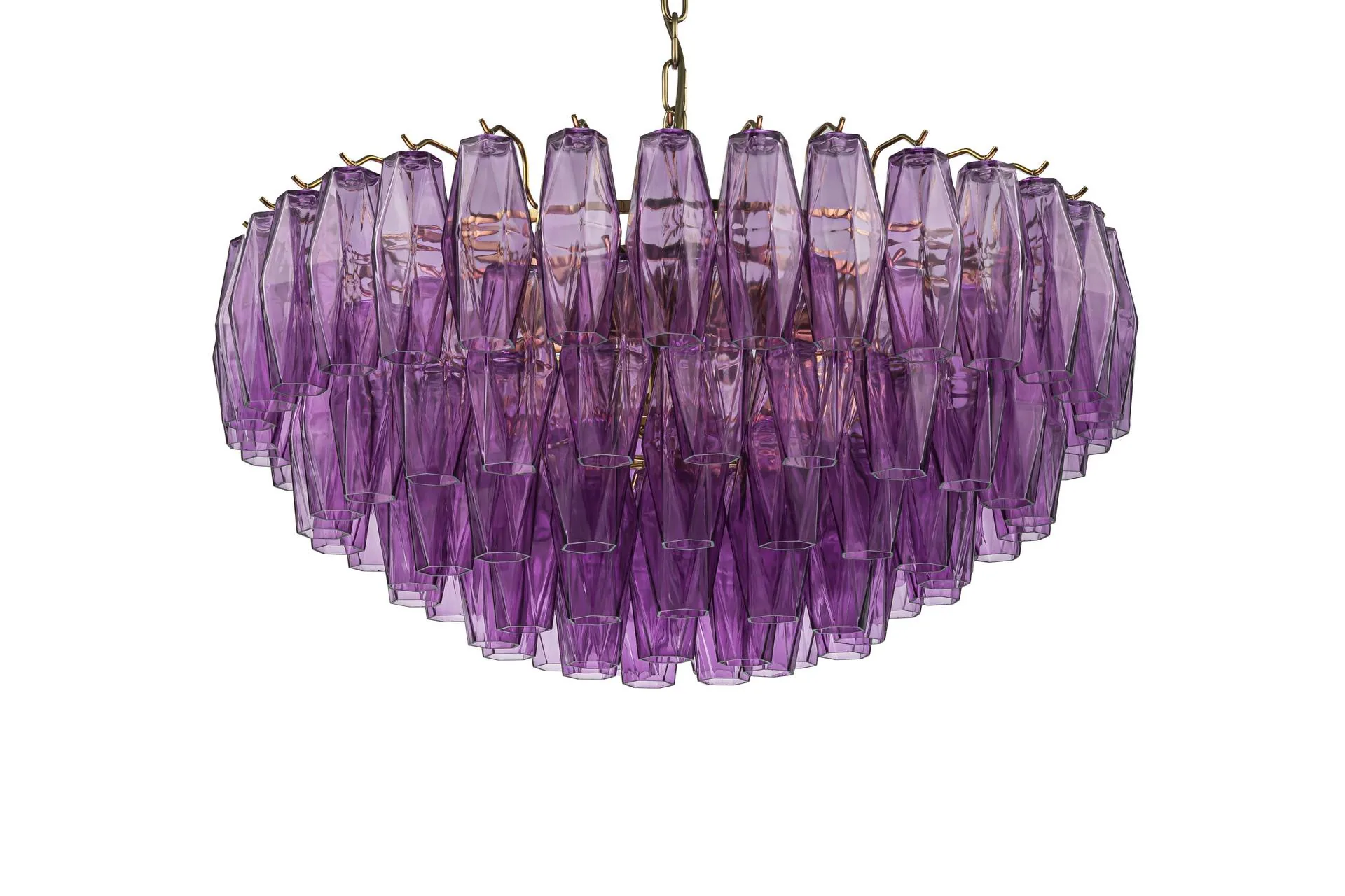 Lustre prismes de verre améthyste en couronne Ethan Chloé 70 cm