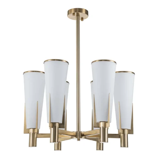 Lustre six bras dorés cornets de verre dépoli Ethan Chloé 61 cm — vue 2