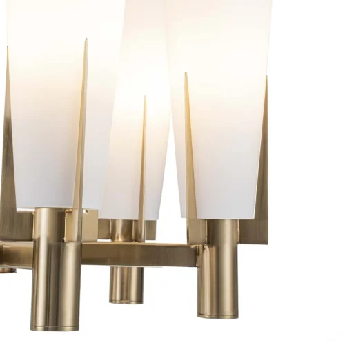 Lustre six bras dorés cornets de verre dépoli Ethan Chloé 61 cm — vue 3
