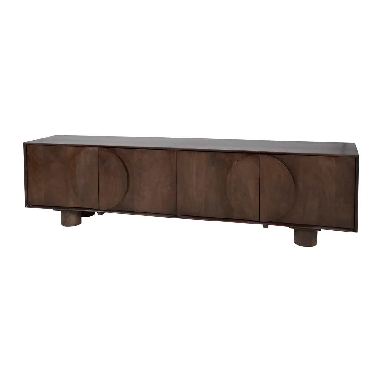 Meuble TV bois de mindi brun à grands arcs Ethan Chloé 210 cm