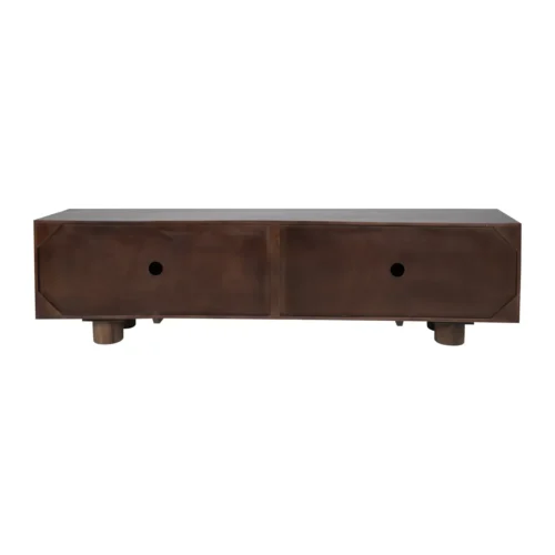 Meuble TV bois de mindi brun à grands arcs Ethan Chloé 210 cm — vue 4