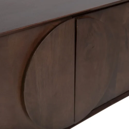 Meuble TV bois de mindi brun à grands arcs Ethan Chloé 210 cm — vue 5