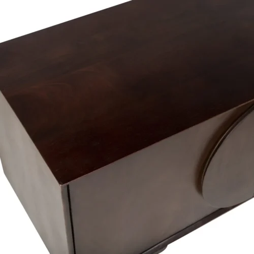 Meuble TV bois de mindi brun à grands arcs Ethan Chloé 210 cm — vue 6